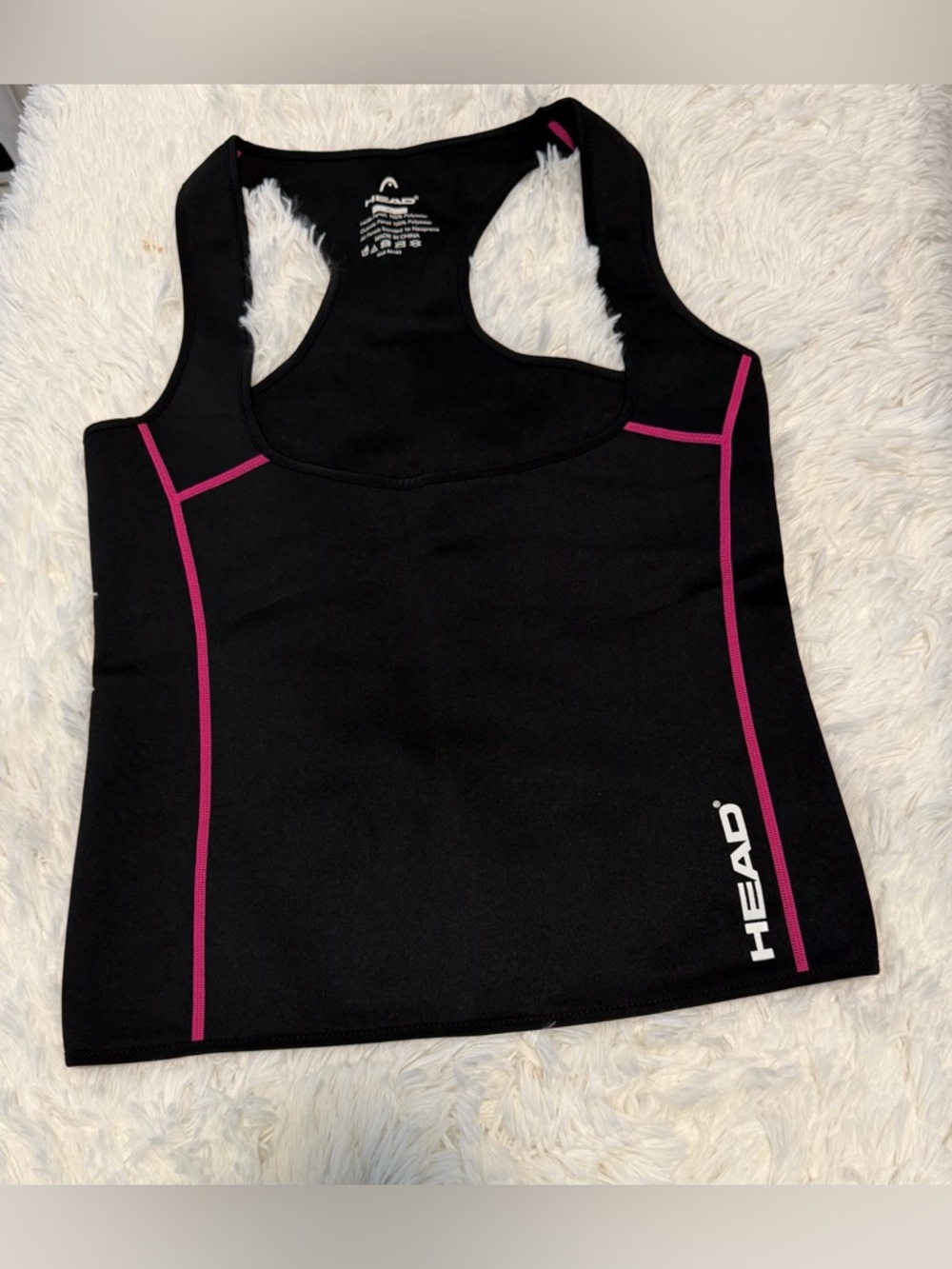 Head Black Racerback Tank with Pink Contrast Piping
